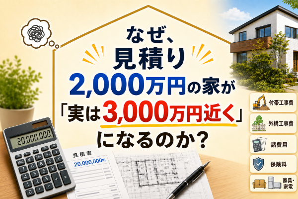 なぜ、見積り2,000万円の家が「実は3,000万円近く」になるのか？
