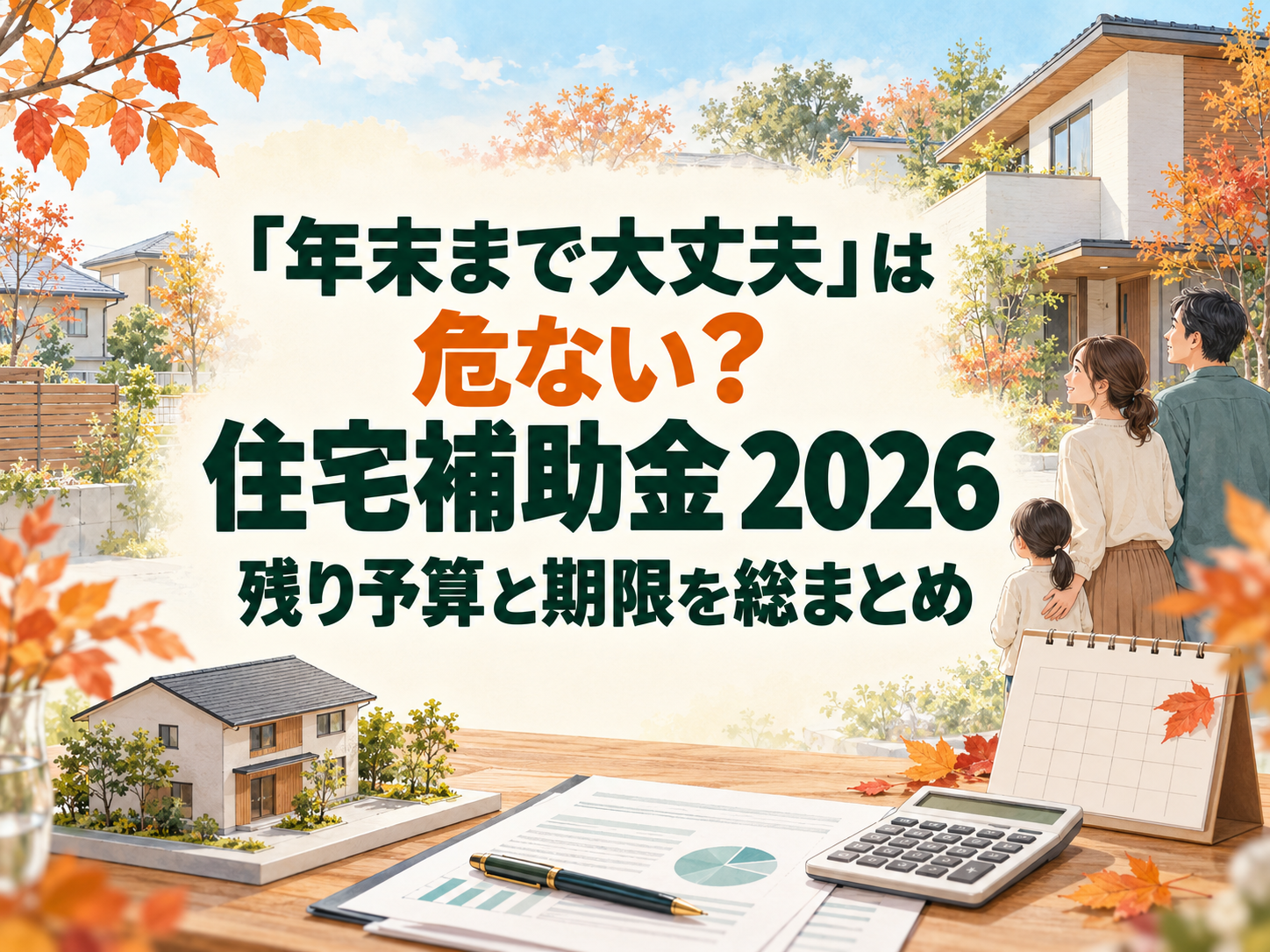 「年末まで大丈夫」は危ない？住宅補助金2026の残り予算と期限を総まとめ