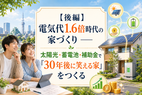 【後編】電気代1.6倍時代の家づくり ― 太陽光・蓄電池・補助金で「30年後に笑える家」をつくる